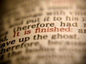 Scripture - it is finished in red letters